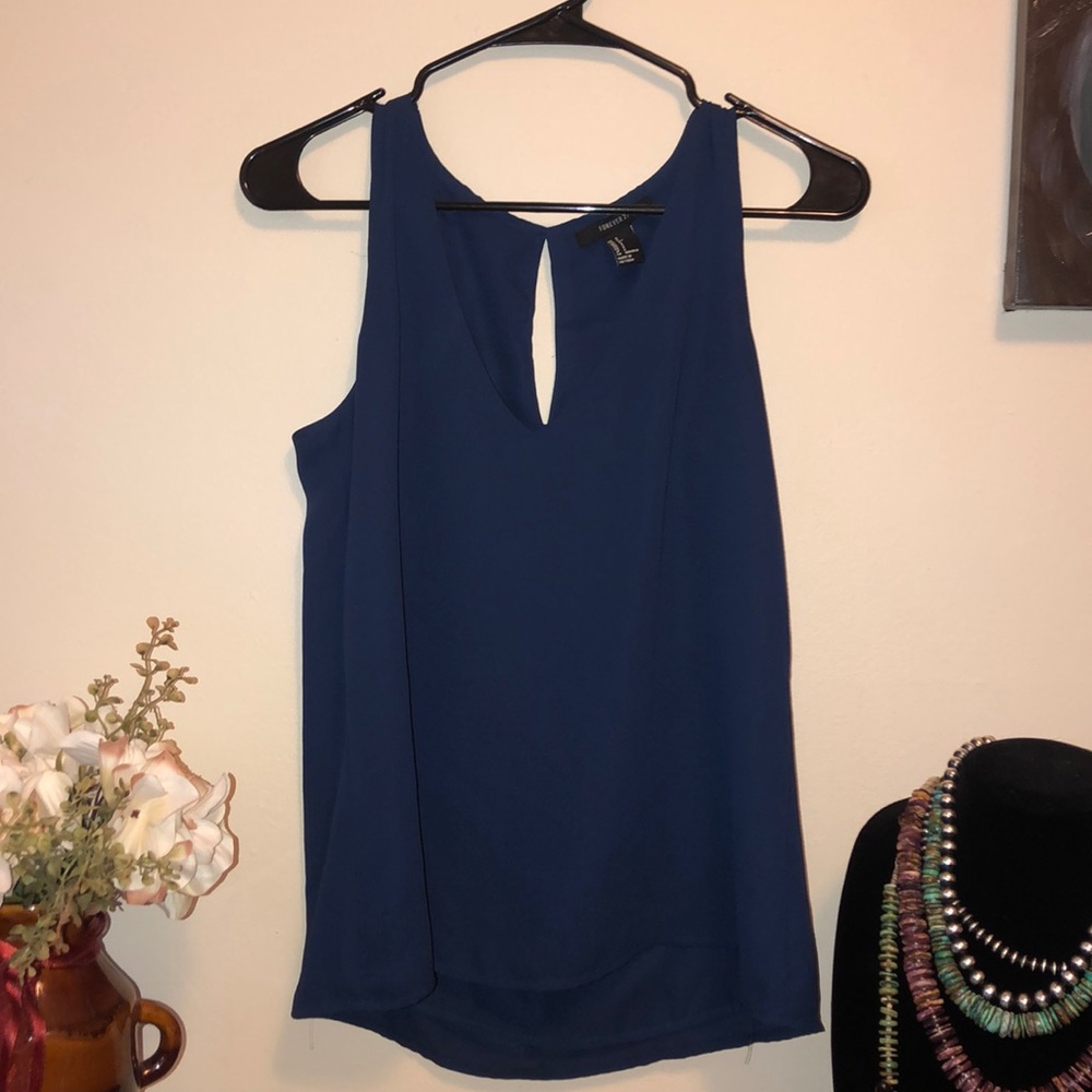 Navy Deep V-Neck Dress Tank